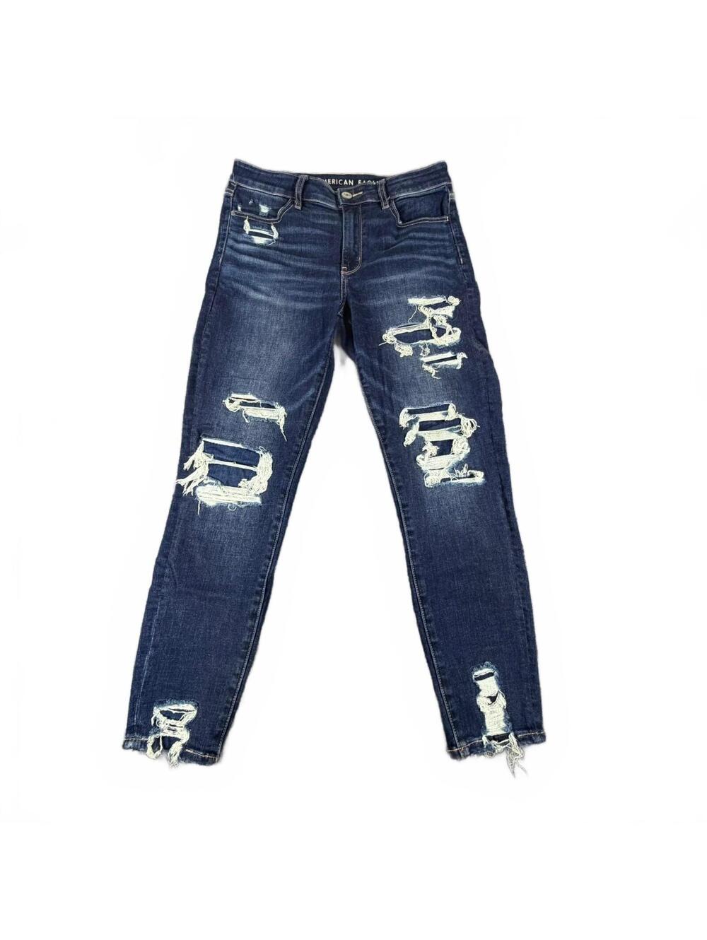 Women's American Eagle Hi-Rise Jegging Crop – Distressed Denim, Size 10 Crop